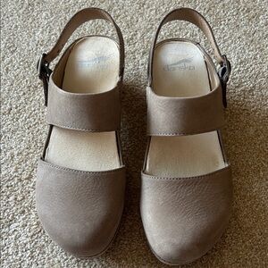 Dansko Lucia Taupe/Brown Women's Slingback Clogs